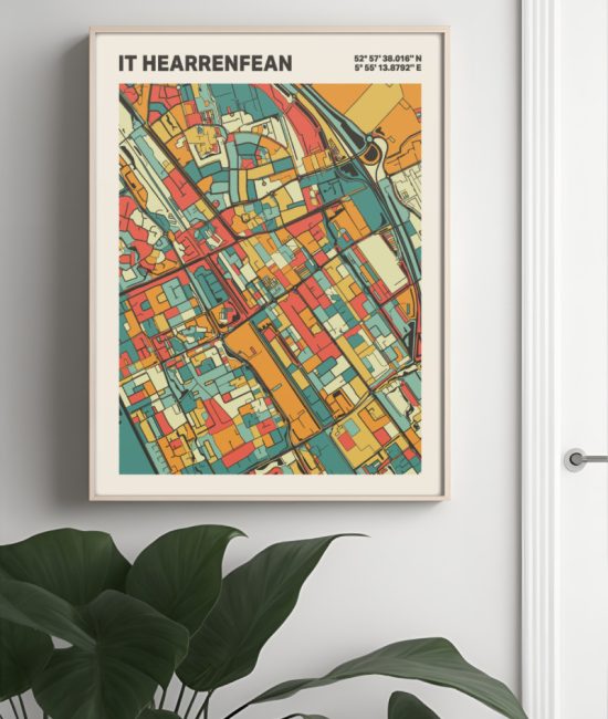 Plattegrond poster Licht it Hearrenfean mozaiek stl 08 4 | Funky Fellow