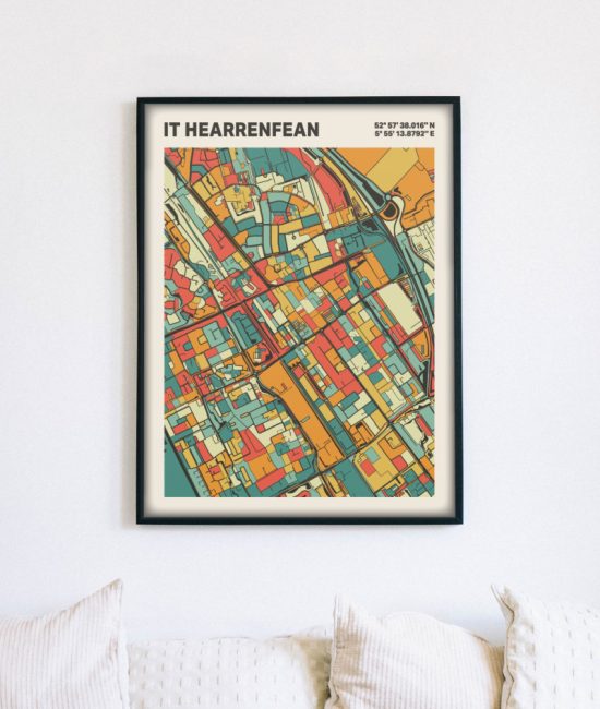 Plattegrond poster Licht it Hearrenfean mozaiek stl 08 5 | Funky Fellow