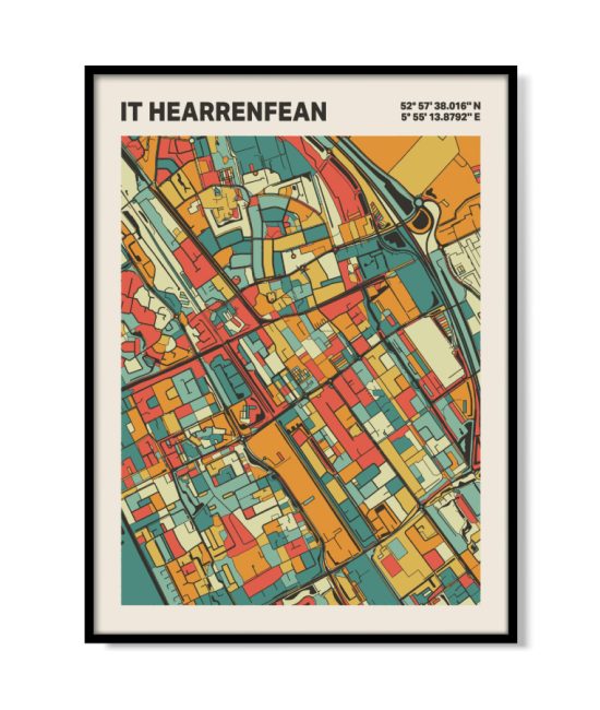 Plattegrond poster Licht it Hearrenfean mozaiek stl 08 | Funky Fellow